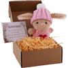 Knubbuf Mini Bunny Hug in a Box, Handmade Crochet Pocket Hug Easter Gifts, Emotional Support Rabbit Doll with Inspirational Card, Anxiety Relief Little Pocket Bunny Toy for Kids Women Friends Family (01)