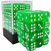 BESCON DICE Bescon 12mm 6 Sided Dice 36 in Brick Box, 12mm Six Sided Die (36) Block of Dice, Translucent Green with White Pips