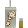 DLM Bomboniere DLM-A942 Bomboniera utile Profumatore in ecopelle cm 12x4x6,5 con Chiave cuore e quadrifoglio portafortuna in legno per 60 Compleanno di un uomo o donna completo di scatola e profumo