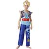 Generico Costume Carnevale Bambini Genio della Lampada con Tessuto Lucente E Pantaloni A Sbuffo Set Completo per Feste Magiche E Spettacioni per La Recitazione Fiabesca E Incantata(Blue, 3-4 Years)
