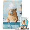 AITEXI puzzle 1000 pezzi per adulti Ora del bagno del capibara Difficile da completare ma divertente e umoristico Ottimo regalo per i giochi 52x38cm