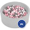 SELONIS Piscina Soffice per Bambini 90X30cm/200 Palline Rotonda, Grigio Ch:Bianco/Rosa