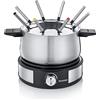 SEVERIN Combinazione Fonduta-Crêpes, Set Per Fonduta Lavabile In Lavastoviglie Con 8 Forchette, Combinazione Fonduta-Crêpes In Acciaio Inox, Nero, FO 2471