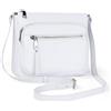 befen Borsa a tracolla in vera pelle da donna, di medie dimensioni, da donna, con tasche multiple con cerniera, bianco, 9.84 × 2.36 × 8.07inches