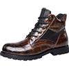 Generisch Scarpe invernali da uomo - Scarpe invernali da uomo, stivaletti da uomo, con gambo corto, stivali in pelle PU, lacci, comodi, vintage, da combattimento, impermeabili, marrone, 43 EU
