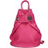 Chicca Borse - Borsa Zaino da Donna in Vera Pelle Made in Italy - 28x35x12 Cm (Nero - Cuoio)