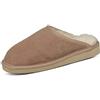 Rökü Pantofole da uomo con suola solida, in pelle d'agnello, con imbottitura calda, taglia 46, beige