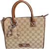 PashBAG Borsa mano e a spalla in tessuto canvas logato taupe/marrone con chiusura zip. Misura 28x25 cm, dotata di tracolla, elegante e versatile per ogni occasione.