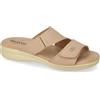 Valleverde 25329 Pantofole Casa Camera Donna Nubuck Beige Tacco Zeppa 3Cm Suola Gomma