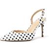EDEFS Donna Stiletti in Pelle Verniciata, Décolleté D'Orsay Tacco Alto, Belle Slingback Scarpe da Festa, Pois Taglia EU44