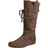 Generisch Scarpe medievali da uomo e da donna, abbigliamento medievale, unisex, rinascimentale, stile retrò, in pelle PU, stivali vichinghi, stivali da cacciatore di cavaliere, per Halloween e cosplay