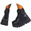 tinetill Stivali con Plateau Donna Punk Gotico Stivaletti in PU Invernali Stivali da Moto con Cerniera Stivali con Lacci con Zeppa Cinturini con Fibbia Scarpe con Zeppa