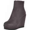 Asterisco Stivaletti da Donna con Zeppa Tacco Alto Polacchine Punta Rotonda Zip Stivali da Sera, P69040Em Nero Numero 37 EU/38Cn