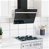 Homgoday Cappa da parete, 60 cm, in acciaio e vetro temperato, colore nero, stile a