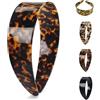 Auriiktch Wide Tortoise Shell Headband with Teeth Grip - Premium Tortoise Headbands for Women - Thick Non Slip Flexible Resin Hair Band for Daily Commute & Styling (Dark Tortoiseshell)