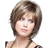 Fleurapance - Parrucca da donna, capelli corti e dritti, forma ondulata, sintetica, resistente al calore come capelli veri, con la frangetta, attraente, alla moda, capelli ricci