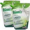 FEI FAN 2x Busta Ricarica Sapone PIATTI Concentrato, Con Sgrassanti Di Origine Naturale Da Biofermentazione. Delicato Sulla Pelle 900ml (LIME E FIORI DI MELA)