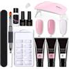 CaCaCook Ricostruzione Unghie Gel Kit con Lampada UV e 3 Colori 15ml + Base e Top Coat + 100 Unghie Finte