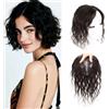 EREE HAIR Topper per capelli veri ricci da 12 con parte libera per donna, base in pizzo svizzero da 2,7x3,9, copertura 3D a 360°, clip in cima per capelli diradati, aggiungi volume colore naturale