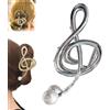 Generic Fermaglio per capelli a forma di chiave di violino, elegante fermaglio per capelli con nota curva, in metallo, clip per capelli a farfalla (argento)