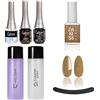 Esthetica ESTROSA KIT COMPLETO SEMIPERMANENTE UNGHIE SMALTO - BASE PRIMER + BASE DEFENCE COAT + LUCIDANTE GLOSS + CLEANSER REMOVER 125ml + Gel Polish oro gliterato n 43 Dubai 10Ml