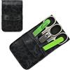 Mont Bleu set manicure da 5 pezzi con limetta per unghie in vetro, con astuccio vegan-friendly in ecopelle | Forbici made in Italy - Lima per unghie in cristallo boemo - Astuccio made in Germany