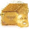 p-beauty Crystal Collagen Gold Gel Maschera viso 24 K - Lusso Anti Aging Gel Mask, maschera in panno - Idratante e ringiovanente - riduce le linee sottili, occhiaie e occhi gonfi (pezzi:6)