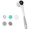Feeshoppher Spazzola da bagno elettrica con manico lungo 5 in 1, set di spazzole da doccia automatiche per la pulizia del corpo, esfoliante, massaggiante, strumento di pulizia del bagno con testine