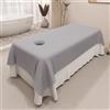 Surwin Lenzuola per Lettino Massaggio con Foro, Lenzuolo con Buco per Lettino da Massaggio Morbido in Microfibra Lavabile per Professionale, Fisioterapia, Estetista (140x240cm,Grigio)