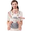 SONARIN Traspirante Semplice Hipseat Marsupio,Marsupio Neonati con Sedile Multifunzionale Portantina Ergonomico Porta Bambino Fascia Porta Bebè per Neonati Bambini 0-36 Mesi(Grigio)