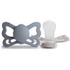 FRIGG Butterfly Confezione da 2 Ciucci | Ciuccio in Silicone | Senza BPA | Prodotto in Danimarca | Tettarella Anatomica | Great Gray/Silver Gray (Taglia 2 (6-18 Mesi))