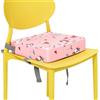AULSAM Seggiolino rialzo per bambini, 33 x 33 x 8 cm, rimovibile, con 2 cinghie regolabili, imbottitura per sedile Booster Seat, rialzo per sedia portatile, per mangiare, gite, picnic, viaggi (rosa)