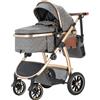 Lnhcrbs Passeggino Trio,Passeggino Leggero è Dotato di Un Maniglione Regolabile in Altezza,Passeggino Reversibile è Dotato Anche di Seggiolino Auto, Zanzariera e Borsa Per La Mamma, Portabicchieri
