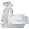 BebeDeParis Regalo Neonato Maschio Femmina | Bavaglino ricamato con interno plastificato… (bavaglino + 2 mussoline | blu) | blu | BebeDeParis