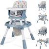 RELAX4LIFE All in 1 Seggiolone Pappa Evolutivo per Bambini, Seggiolone Traformabile, Set Tavolo e Sedia, Altezza Regolabile, Vassoio Rimovibile e Cintura di Sicurezza, per Neonati 6-36 Mesi (Blu)