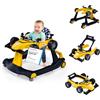 COSTWAY Girello per Bambini 4 in 1, Girello Pieghevole con Altezza e Velocità Regolabili, Carillon con Luci, Volante, Primi Passi per Bambini 6-18 Mesi, Portata 12 kg (Giallo)