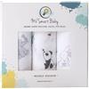 MV SMART BABY Mussole Neonato, 3 Copertine Cotone Biologico, Teli In Mussola Super Morbida, Copertina Neonato, 120x120, Mussoline Swaddle, Premium Quality, Con Bavaglino In Regalo (Dolci cuccioli)