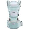 SONARIN Marsupio Ergonomico con Sedile Anca/Puro Cotone, Poggiatesta, Multiposizione: Dorsale, Ventrale, Regolabile per Neonato e Bambino da 0 a 36 mesi (fino a 30 kg) Verde