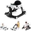 RELAX4LIFE Girello per Bambini 6-in-1, con Altezza e Velocità Regolabili, Seggiolino Imbottito, Musica, Luci, Ruote, a Aeroplano, Giocattolo per Bambini di 6-18 Mesi (BIANCO)