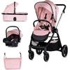 Chipolino passeggino 3in1 Marbella salvapiedi seggiolino auto per neonati i-Size, colorazione:rosa