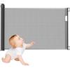 Froadp PVC Cancelletto di Sicurezza Estensibile, Tenda a Rullo per Scale, Barriera di Sicurezza Mobile, Cancello Retrattile Protezione per Bambini e Animali (0-150 cm, Nero)