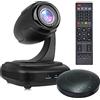 UcooQQ Sistema di telecamere per sala conferenze, webcam PTZ grandangolare 1080p con vivavoce Bluetooth wireless, zoom ottico 3X, tracciamento AI, telecomando, per conferenze, culto, educazione medica