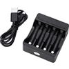 Zarivy Caricatore rapido per 4 batterie AA/AAA in elegante nero. Ricarica efficiente e mantieni i tuoi dispositivi pronti. Ideale per la casa e l'ufficio.