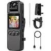 BJdfgE Mini telecamera da corpo 4K Wi-Fi, videoregistratore digitale portatile for sport all'aria aperta, indossabile, piccola action cam, visione notturna, videocamera DV in miniatura(No SD Card)