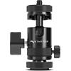 Instarter FlexMount Head Plus Testa a sfera 2 in 1 in alluminio con slitta per flash, testa per cavalletto fotografico con attacchi da 1/4" e 3/8", orientabile a 180°