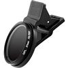 WAGLOS 37mm Handy Kamera Linse Universal Clip-On Handy Objektiv 37 Mm Filtro CPL per Iphone 6/7 Plus Per smartphone Samsung Android,Nero