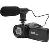 XUMIUZIY Videocamera con Microfono, Registratore per Fotocamera Digitale Full HD 1080P 16MP, Fotocamera per Vlog con Schermo Ruotato di 270 Gradi con Touchscreen da 2,4 Pollici, Zoom