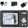 Tidgel Fotocamera CCD, economica per studenti, selfie, ad alta risoluzione, fotocamera digitale retrò, fotocamera compatta (nero 32G)