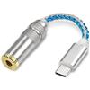 XMSJSIY Adattatore audio DAC bilanciato da USB tipo C a 4,4 mm maschio a jack per cuffie HiFi femmina da 4,4 mm, amplificatore PCM 32bit/384 kHz con cavo AUX argento a cristallo singolo 5N per