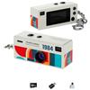 JIABAOZ Mini Fotocamera Portachiavi Vintage, Videocamera 1080P con Schermo, Scheda 32GB, Type-C, per Viaggi e Vlog (Bianco)